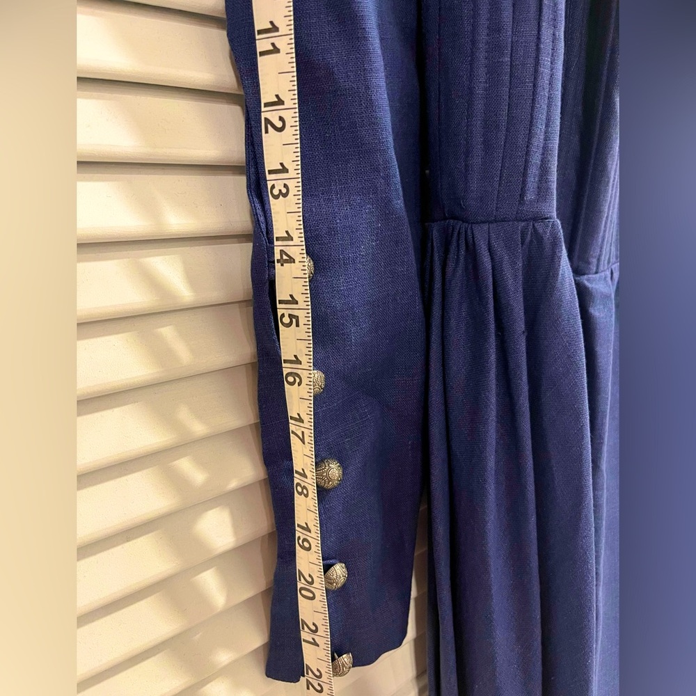 NWOT Armstreet German Rose Corset Dress in blue linen - Picture 9 of 10